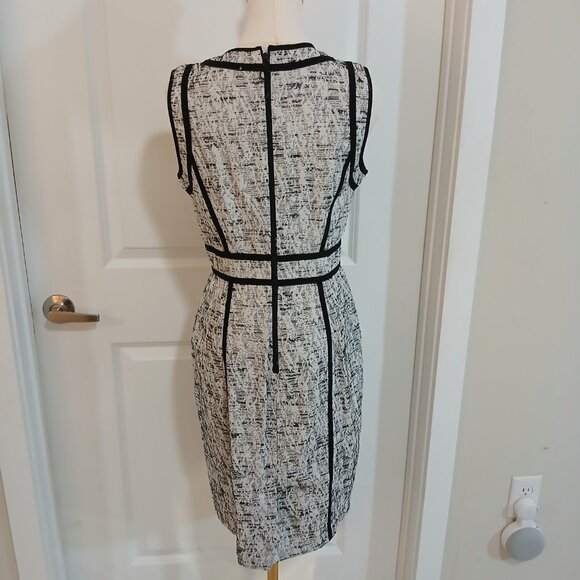NWOT Calvin Klein Sheath Dress Women’s Size 8 Black White Lined Sleeveless - Picture 4 of 7